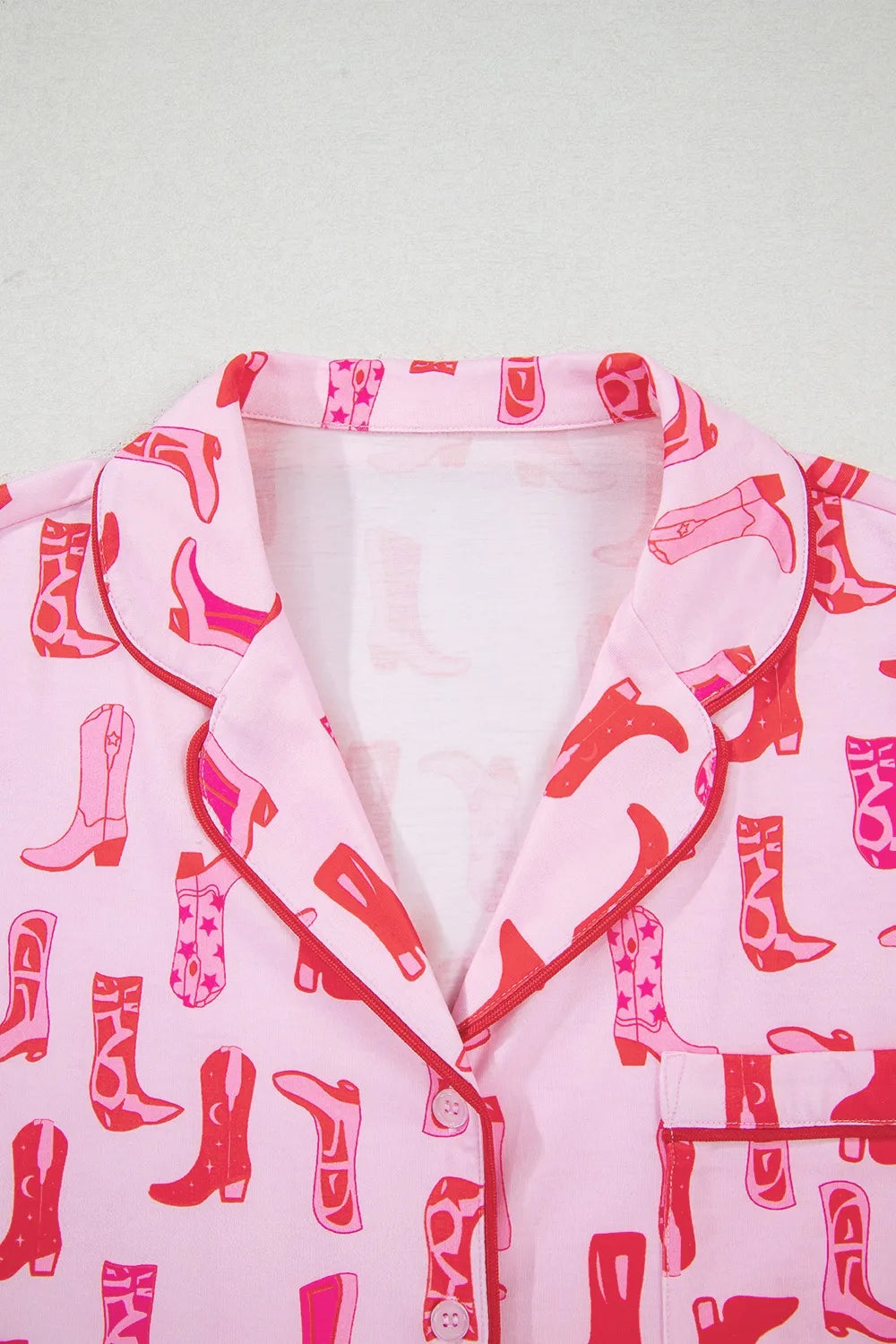Cowgirl Boots Printed Shirt and Shorts Set -