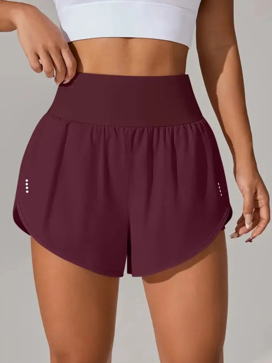 Pocketed High Waist Active Shorts - Plum Purple