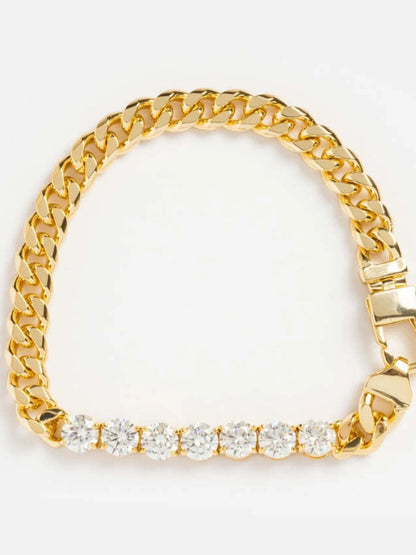 Gold-Plated Zircon Necklace and Bracelet Jewelry Set -