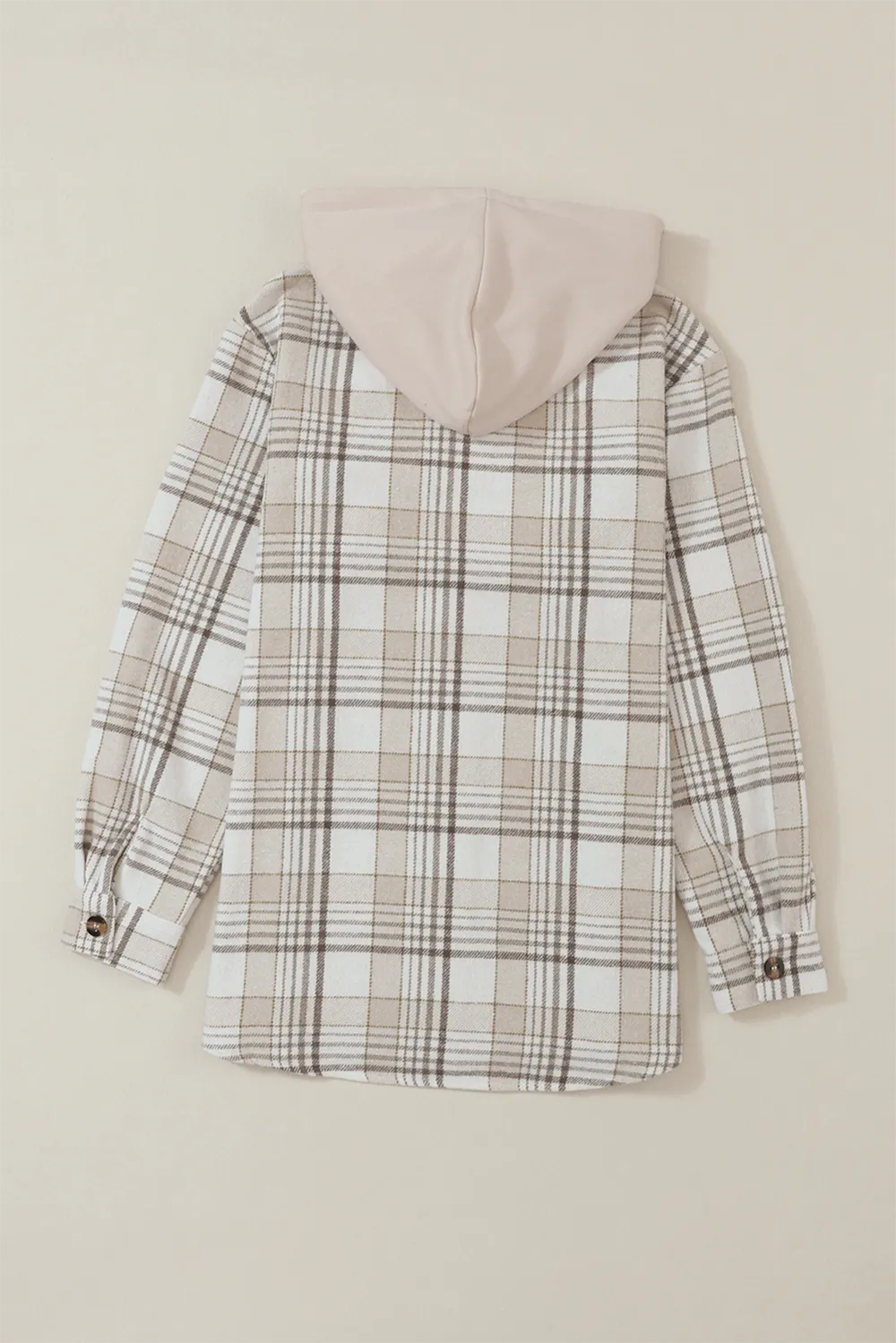 Plaid Removable Hood Button Up Shacket -