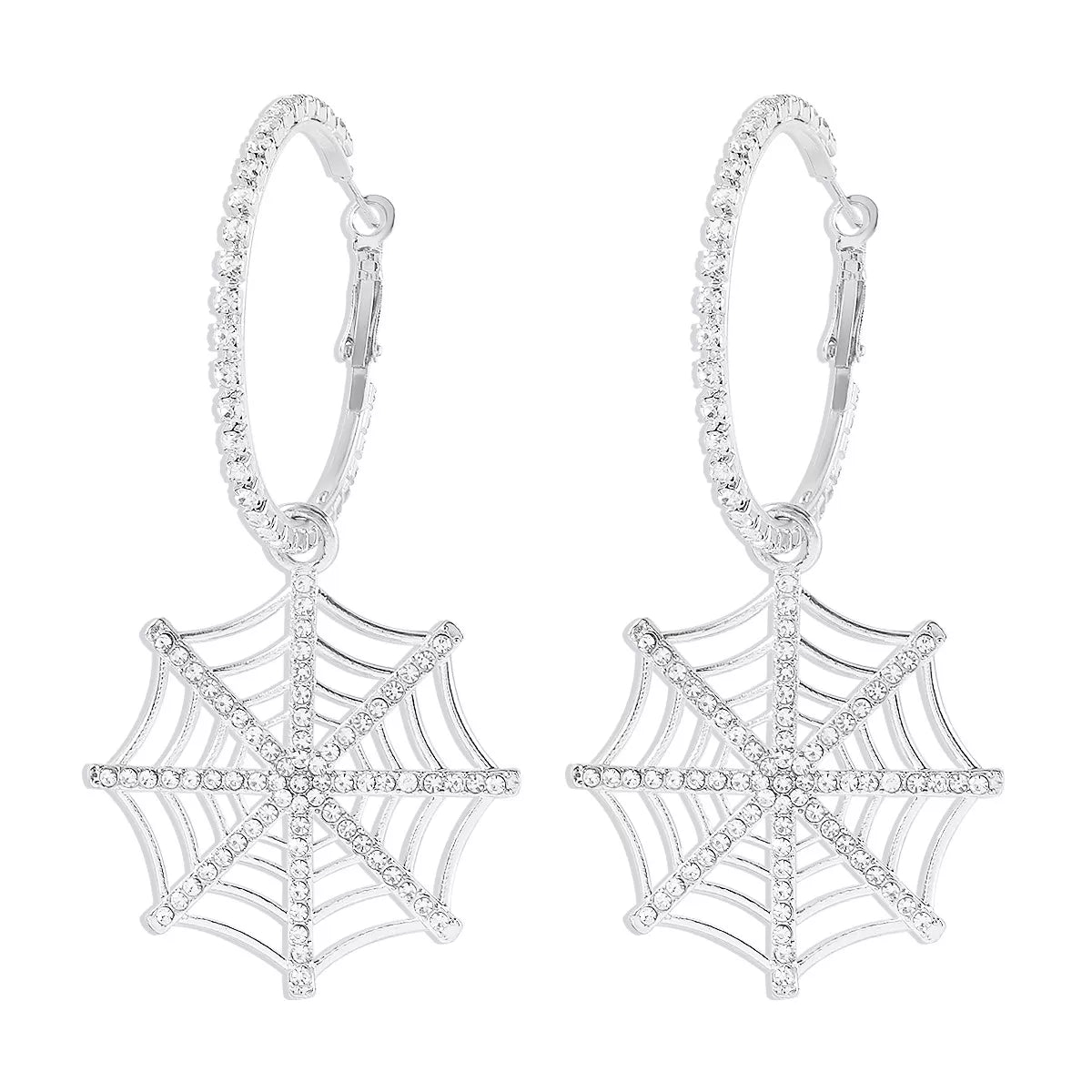 Spider Web Dangle Hoop Earrings -