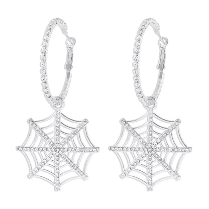 Spider Web Dangle Hoop Earrings -