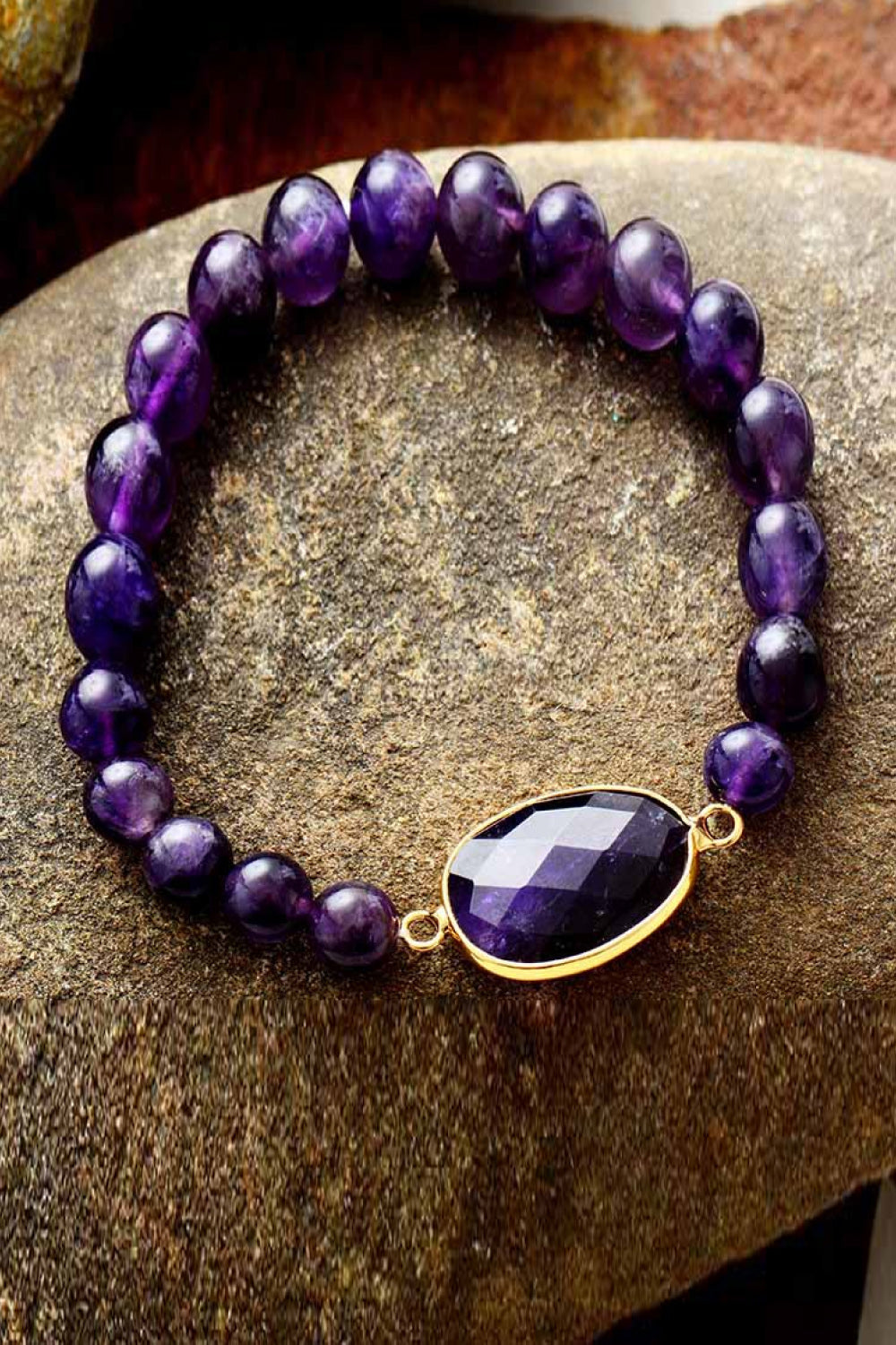 Handmade Amethyst Beaded Bracelet -