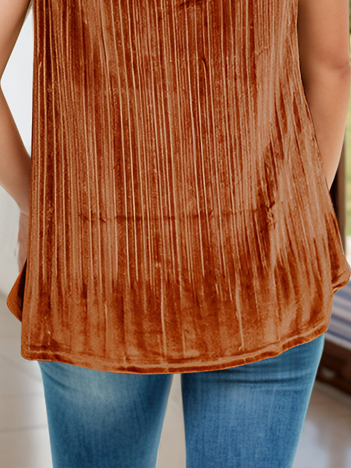 Lace Detail Scoop Neck Cami - Terracotta