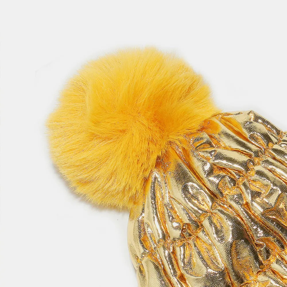 Thermal Knit Hat with Pompom -