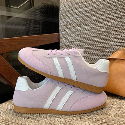 Striped Lace Up Casual Sneakers -