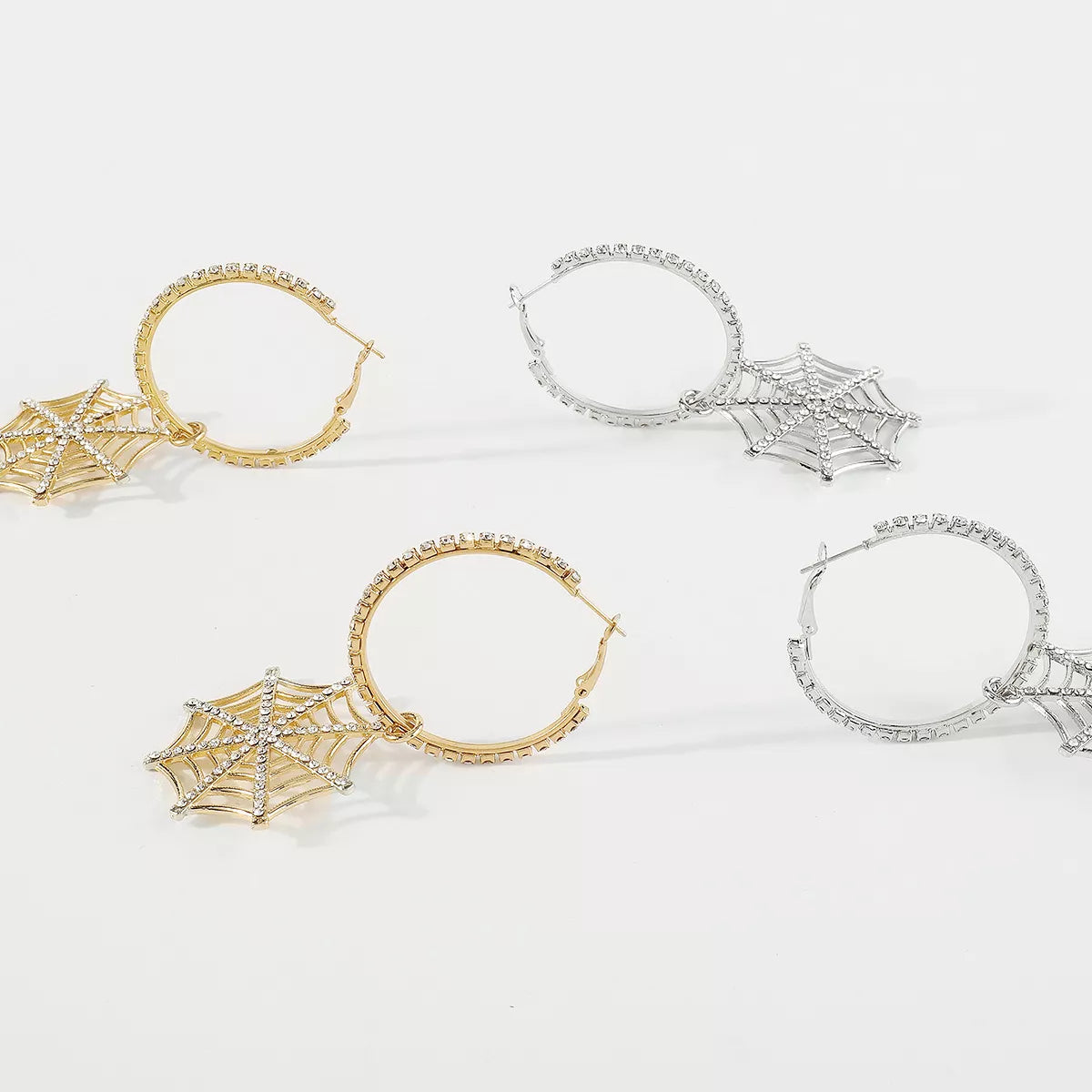 Spider Web Dangle Hoop Earrings -