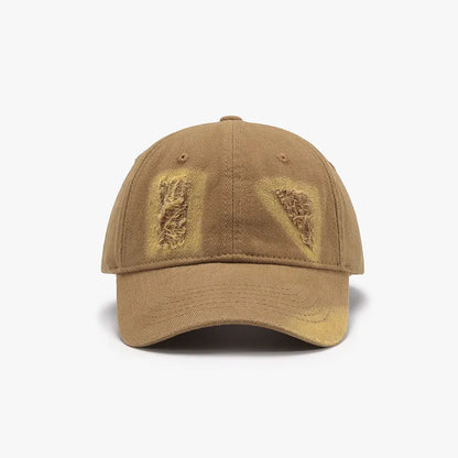 Distressed Cotton Baseball Cap - Camel One Size