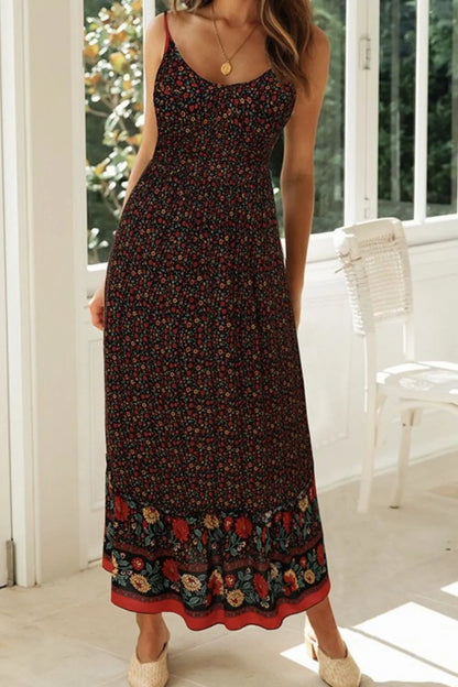 Printed Maxi Cami Dress - Black