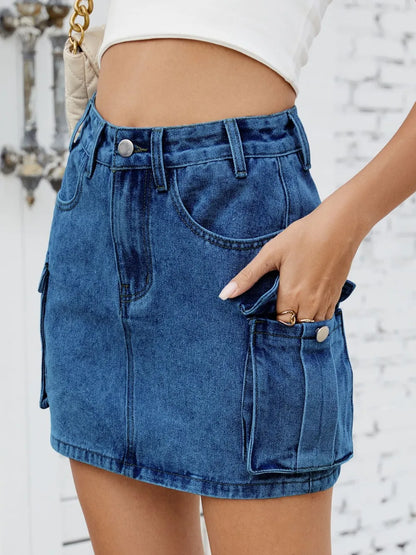 Cargo Denim Skirt -