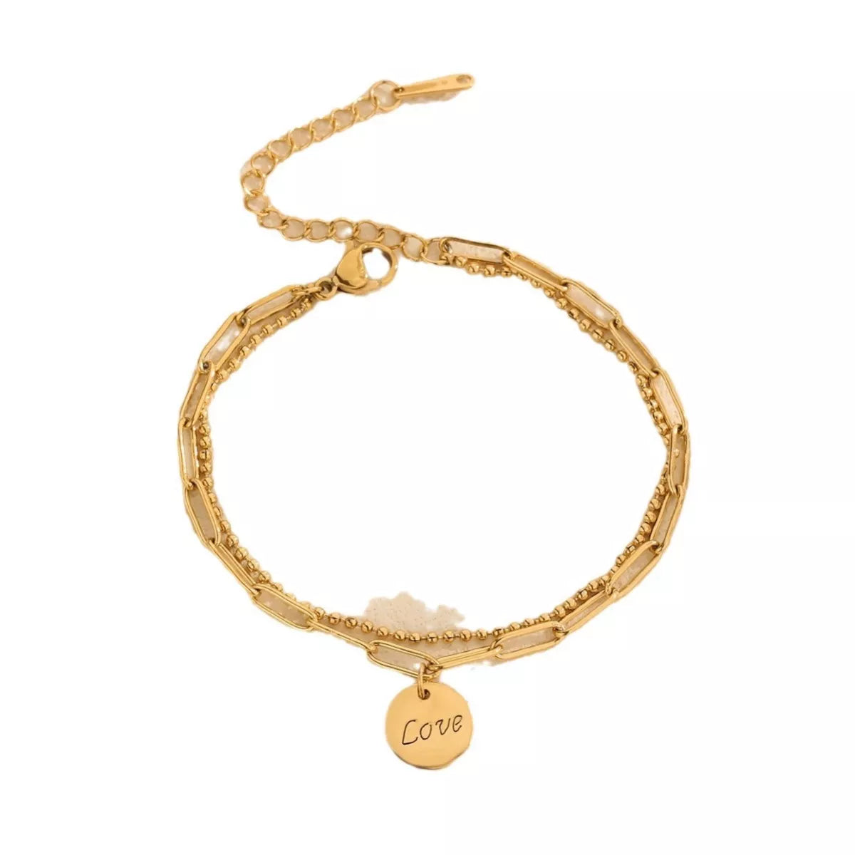 Gold-Plated Letter LOVE Charm Bracelet -