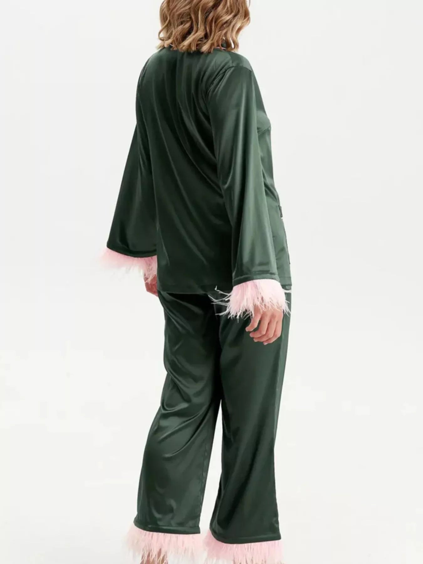 Silky Button Up Top and Pants Lounge Set -