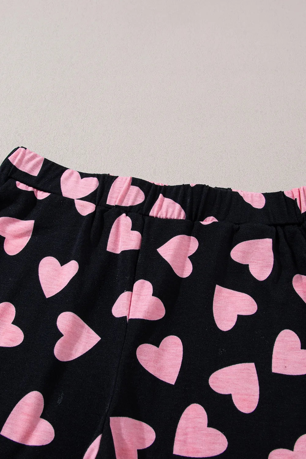 Heart Print Long Sleeve Top and Shorts Lounge Set -