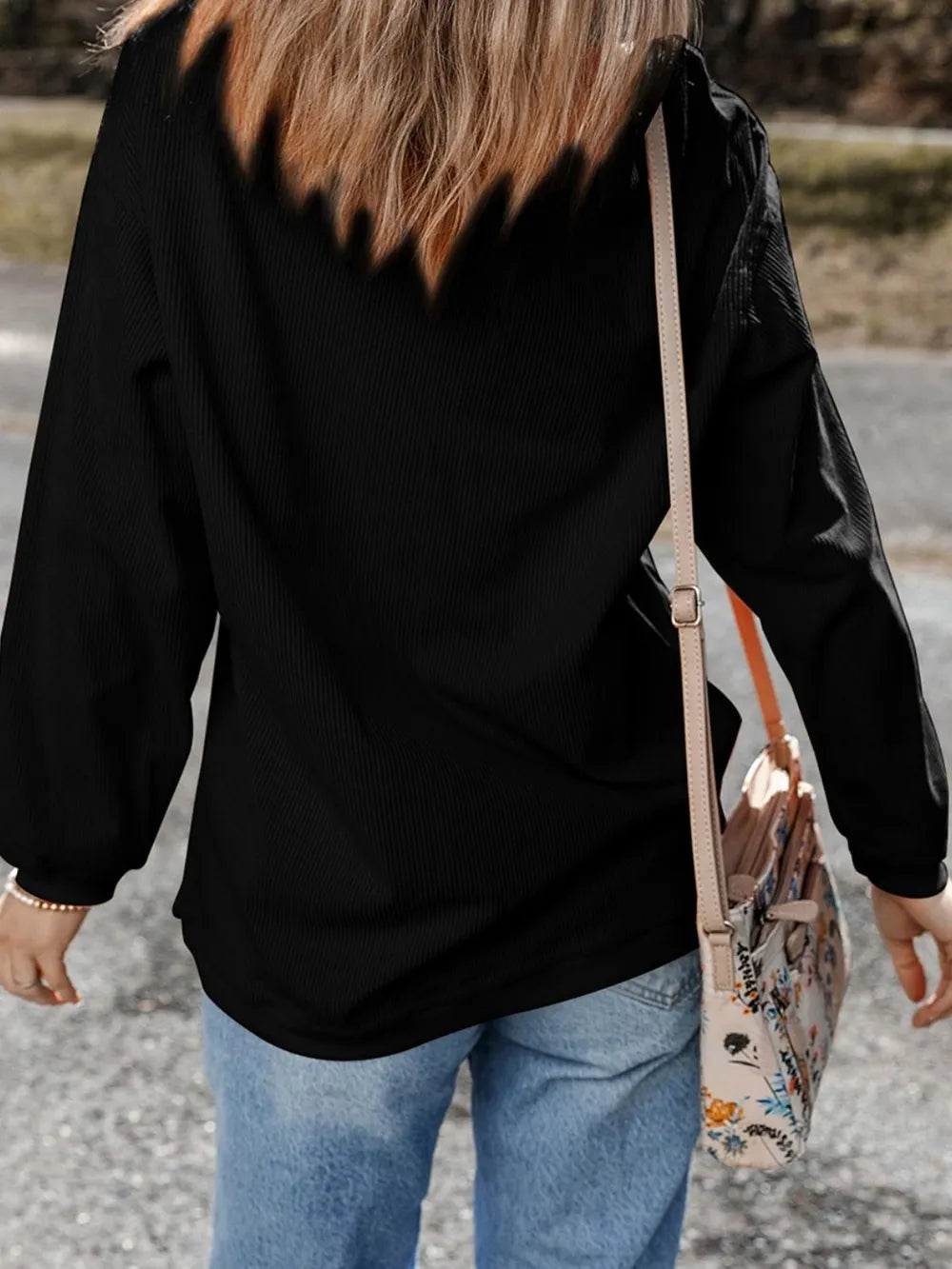 Sequin Round Neck Long Sleeve Sweatshirt -