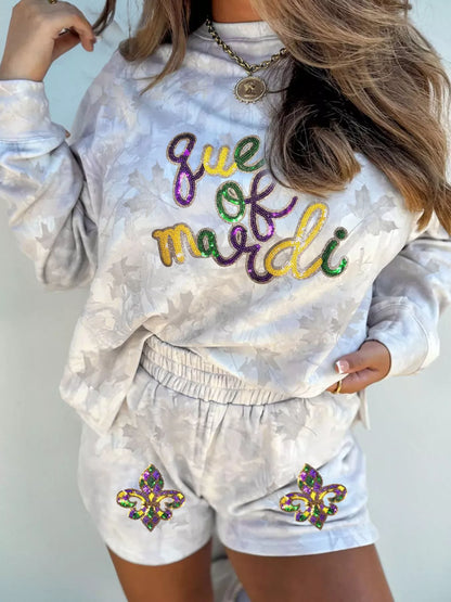 Queen of Mardi Gras Top and Shorts Set -