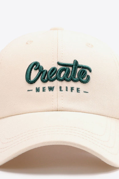 CREATE NEW LIFE Adjustable Cotton Baseball Cap -