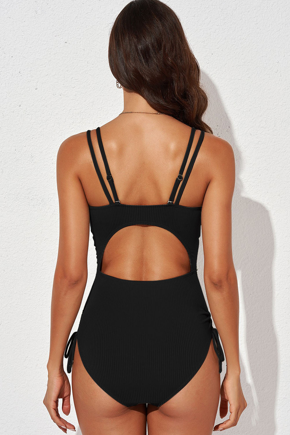Tied Cutout Plunge One-Piece Swimsuit -