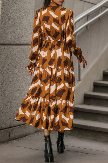 Printed Tied Pocketed Lantern Sleeve Dress | AdoreStarr