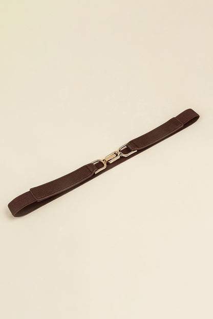 Alloy Buckle Elastic Belt - Mocha One Size