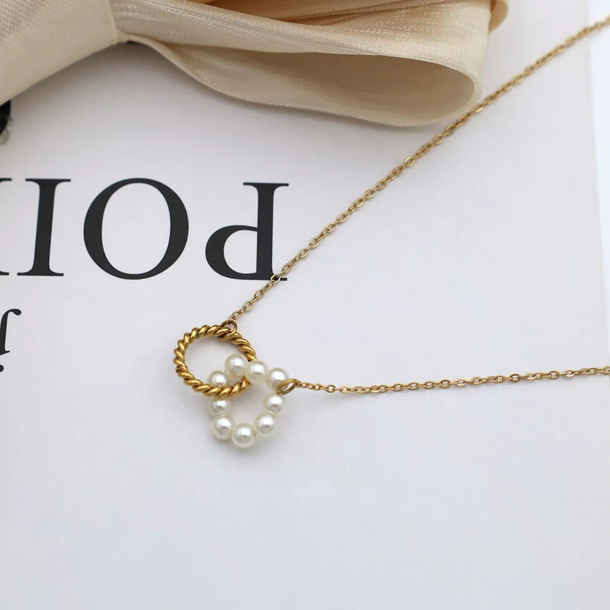 Pearl Twisted Pendant Necklace -
