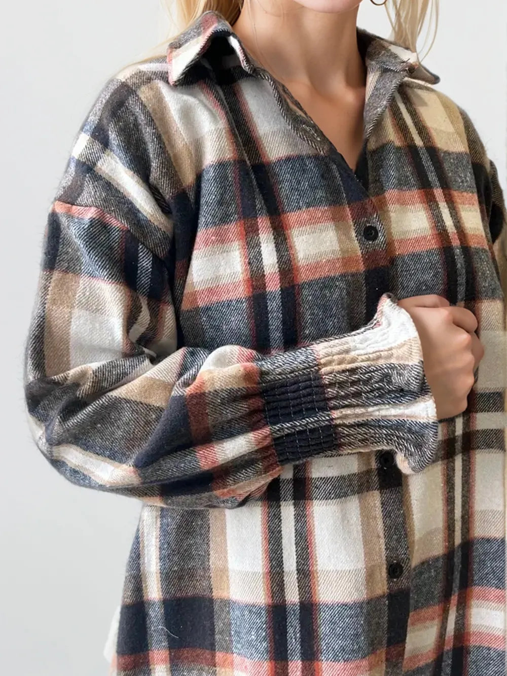 Plaid Button Up Long Sleeve Shirt - Multicolor