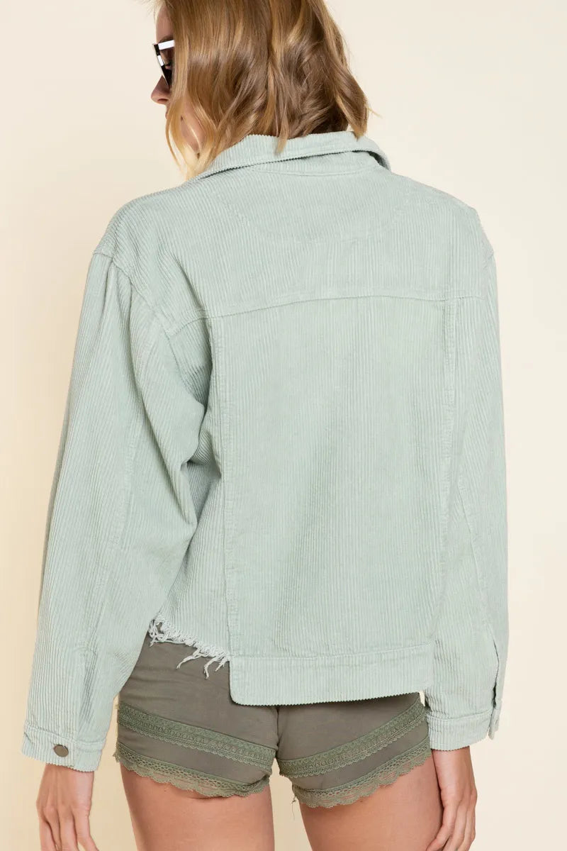 Button Down Corduroy Trucker Jacket -