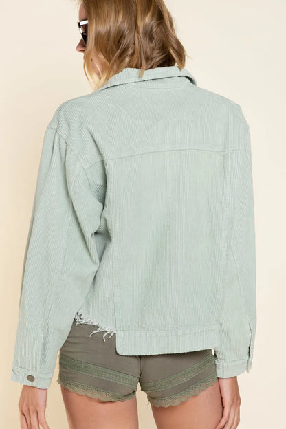 Button Down Corduroy Trucker Jacket -