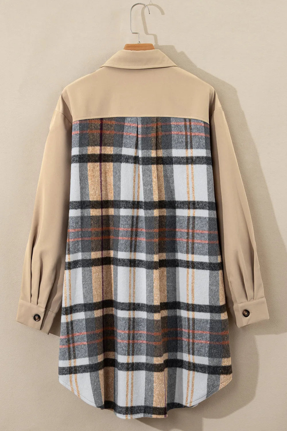 Pocketed Plaid Long Sleeve Mini Shirt Dress -