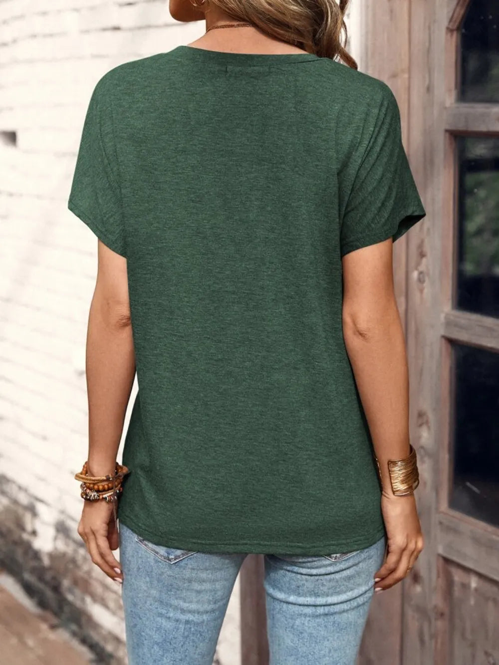 Half Button Short Sleeve Top -