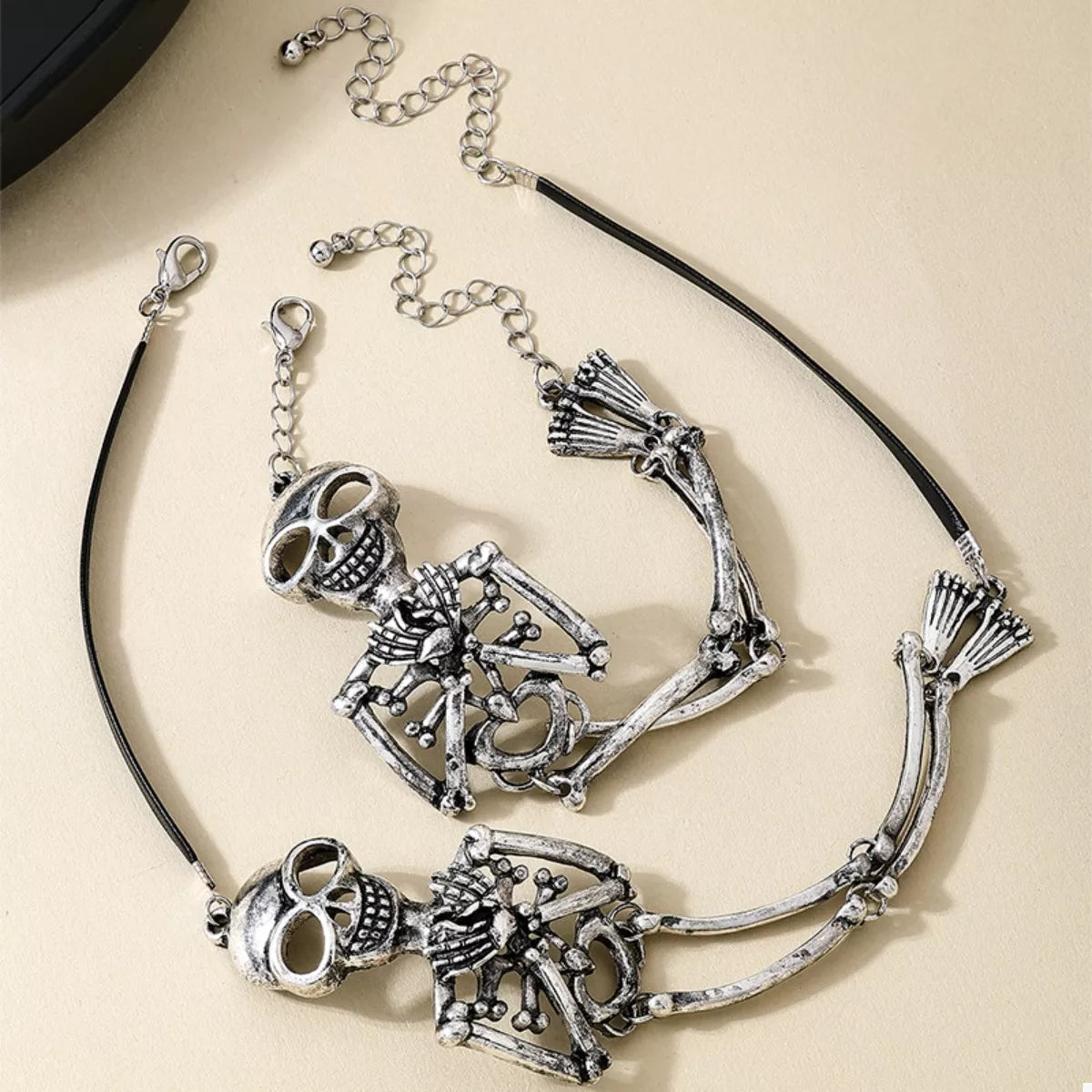 Skull Necklace and Bracelet Jewelry Set -