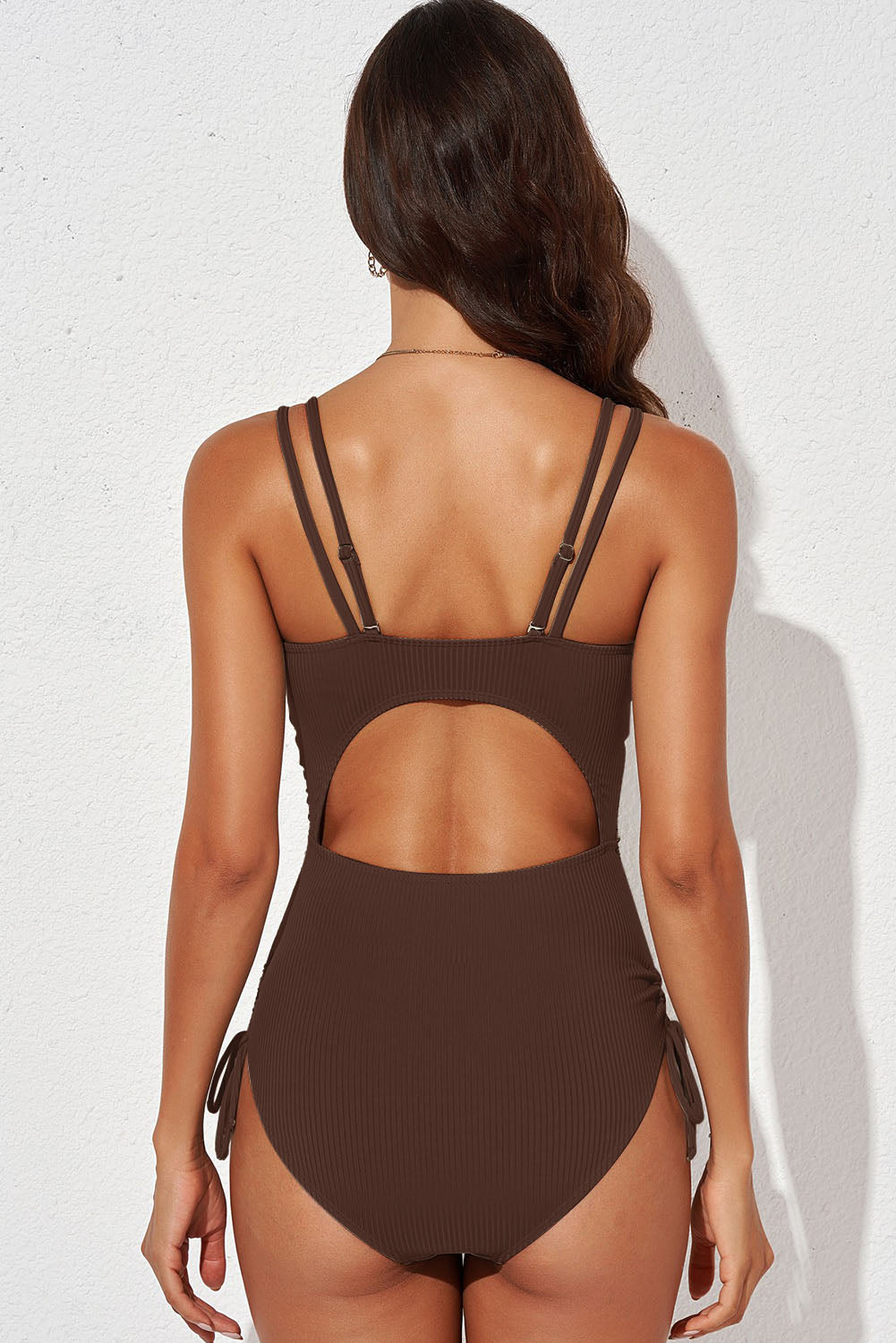 Tied Cutout Plunge One-Piece Swimsuit -