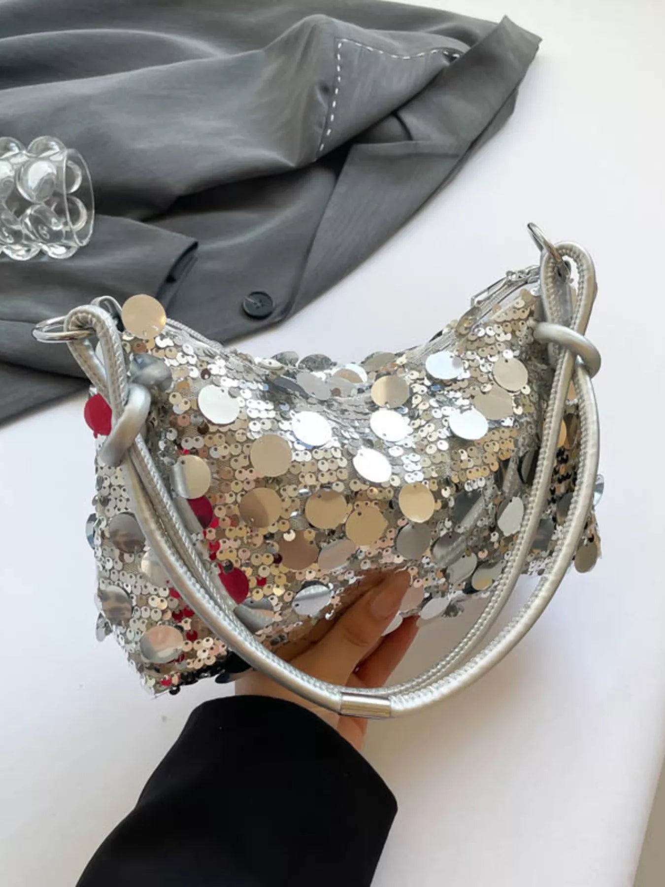Sequin Embellished Shoulder Bag -