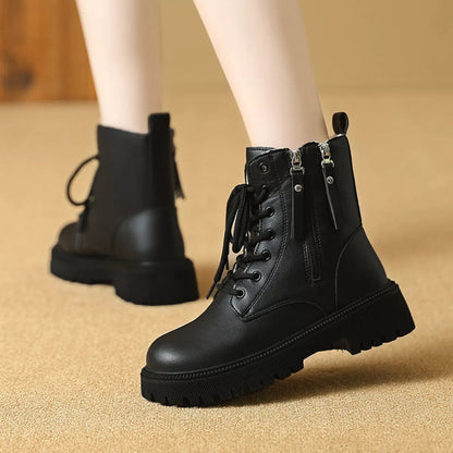 Lace-Up Ankle Combat Boots -