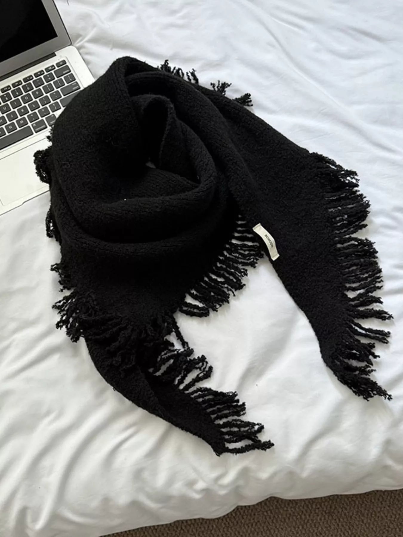 Fringe Trim Knit Scarf -
