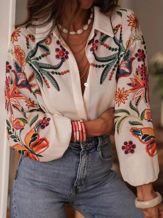 Floral Button Up Long Sleeve Shirt -