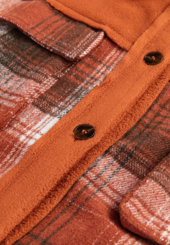 Plaid Button Up Long Sleeve Jacket -