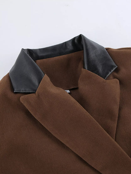 Double-Breasted Blazer and Asymmetrical Skirt Set -
