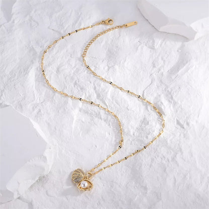 Gold-Plated Pearl Shell Necklace -