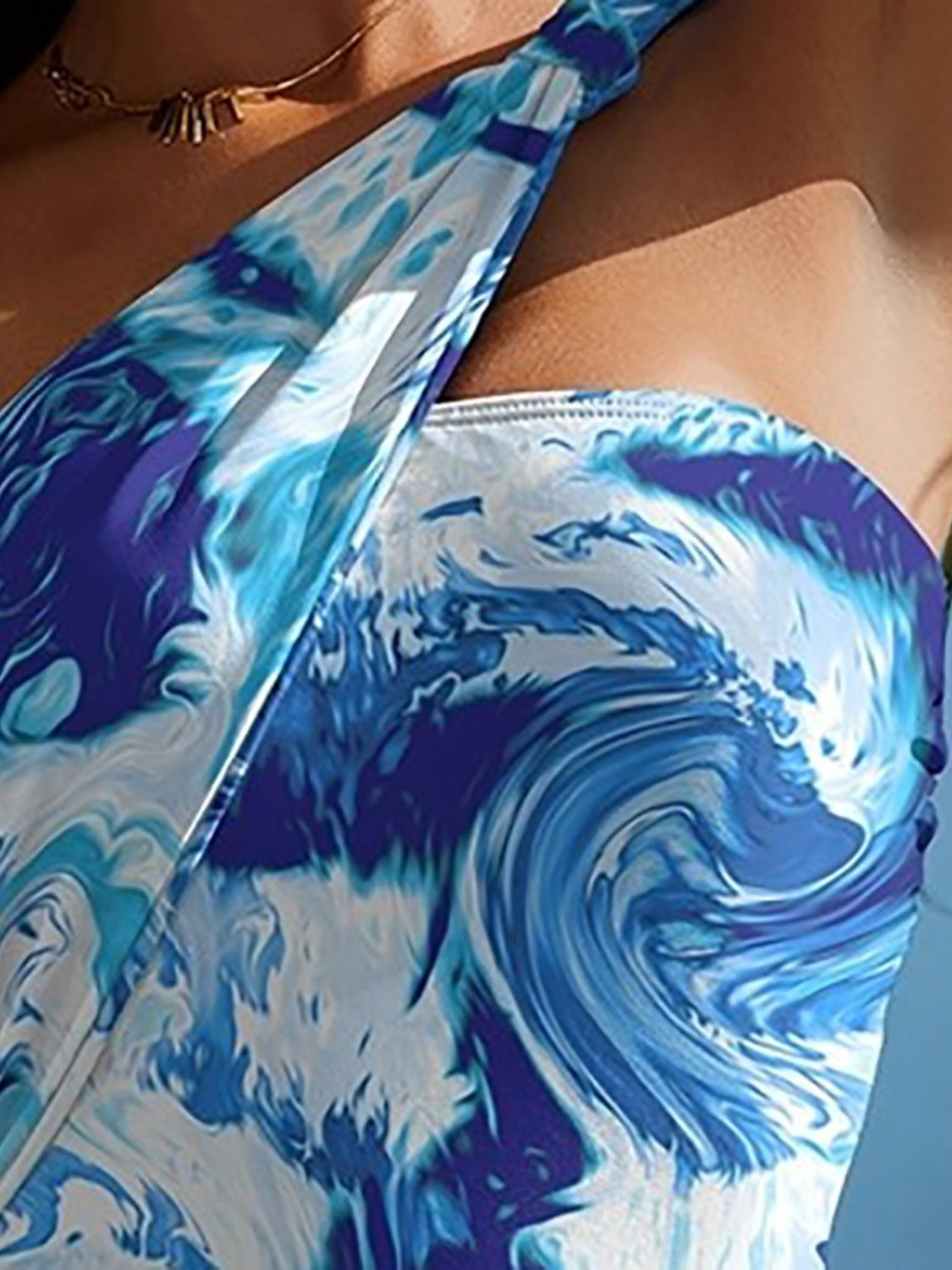 Cutout Printed One-Shoulder One-Piece Swimwear | AdoreStarr