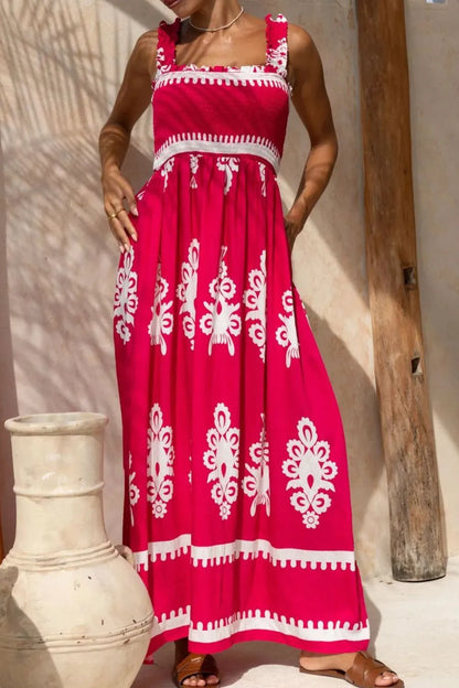 Printed Square Neck Cami Dress -