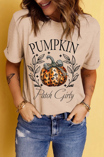 Pumpkin Graphic Round Neck T-Shirt -