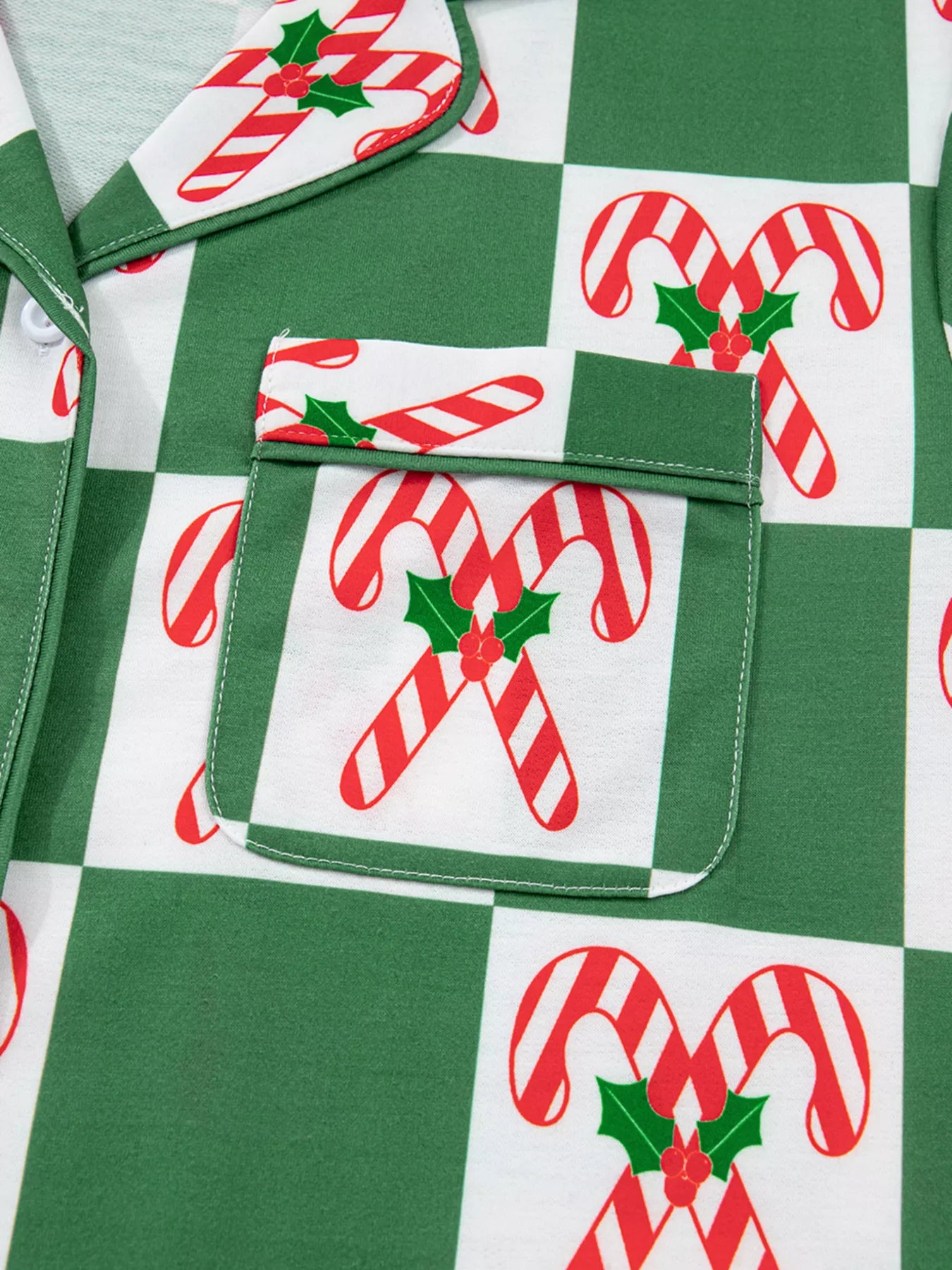 Candy Cane Checkered Pattern Pajama Set -