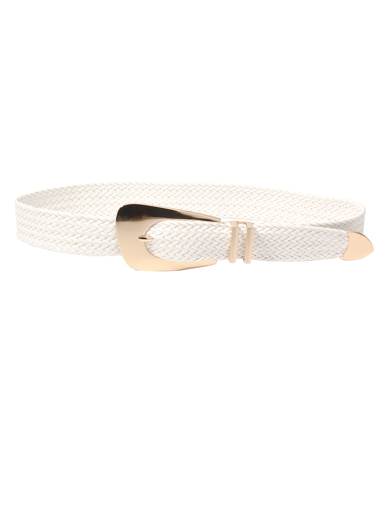 Irregular Buckle Braid Belt - White One Size