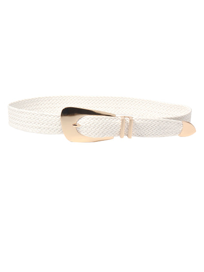 Irregular Buckle Braid Belt - White One Size