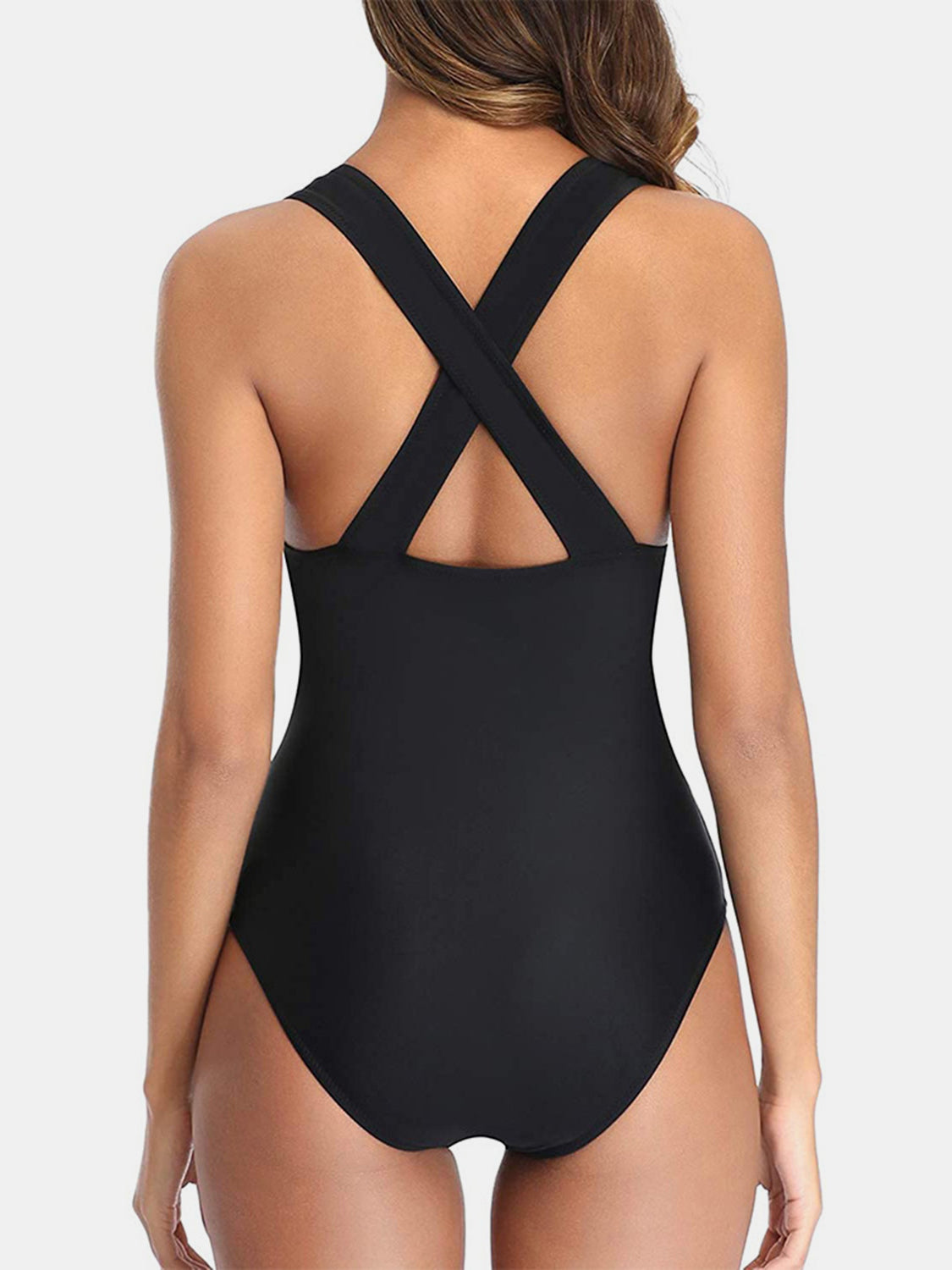 Crisscross Plunge Wide Strap One-Piece Swimwear | AdoreStarr