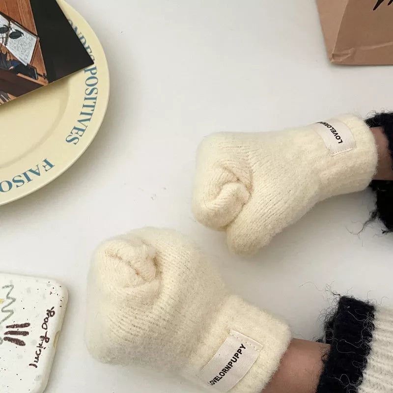Warm Plush Knitted Mitten Gloves -