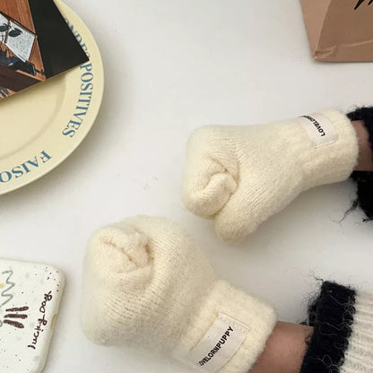 Warm Plush Knitted Mitten Gloves -