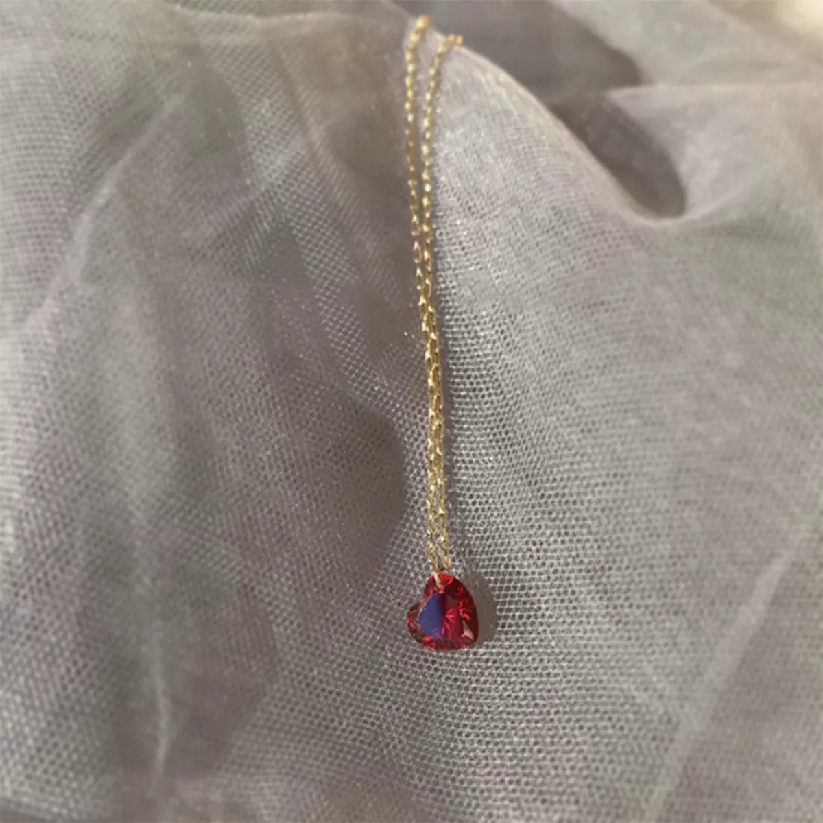 Sterling Silver Zircon Heart Necklace -