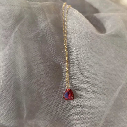 Sterling Silver Zircon Heart Necklace -