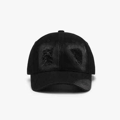 Distressed Cotton Baseball Cap - Black One Size